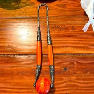 Awesome boho statement piece necklace - Bakelite and Amber